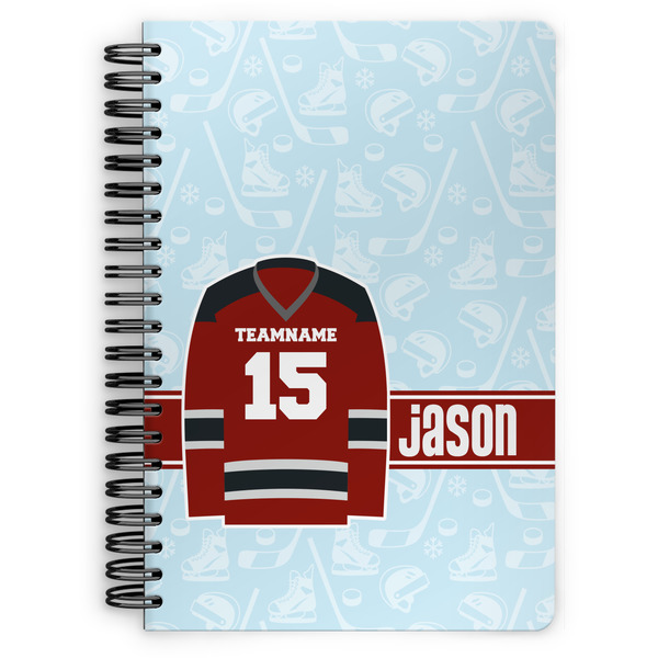 Custom Hockey Spiral Notebook - 7x10 w/ Name and Number