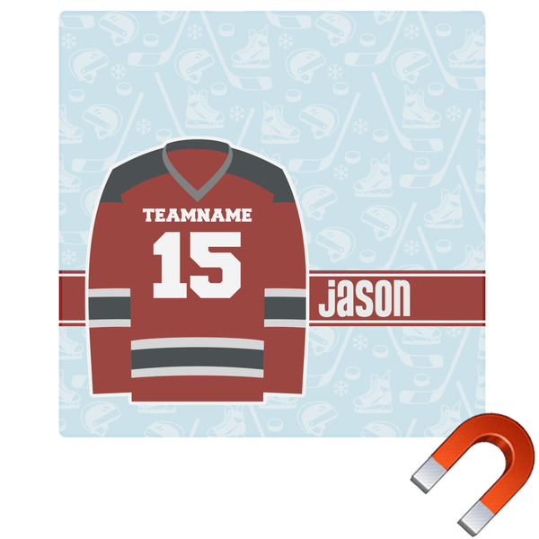 Custom Hockey Square Car Magnet - 6" (Personalized)