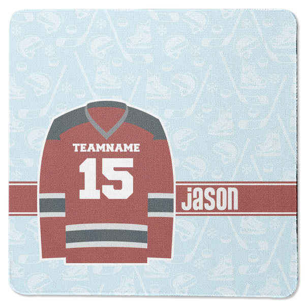 Custom Hockey Square Rubber Backed Coaster (Personalized)