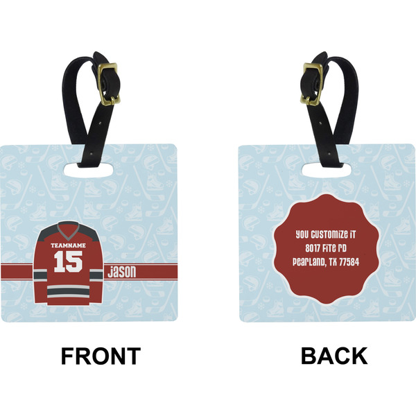 Hockey Square Luggage Tag (Front + Back)