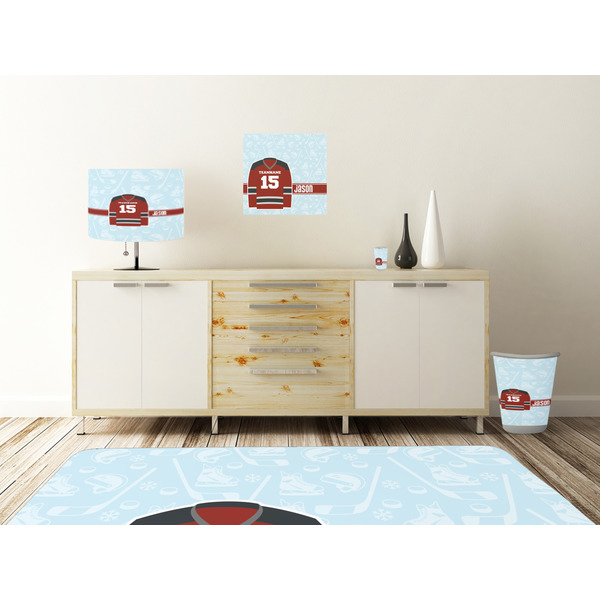Hockey Square Wall Decal Wooden Desk