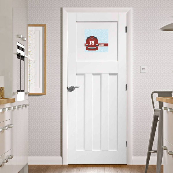 Hockey Square Wall Decal on Door