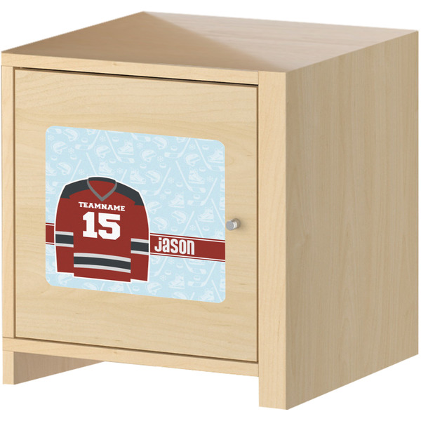 Hockey Square Wall Decal on Wooden Cabinet