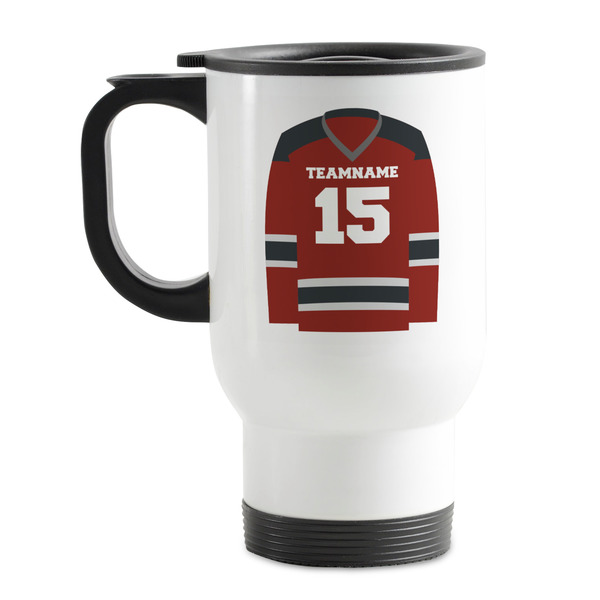 Custom Hockey Stainless Steel Travel Mug with Handle