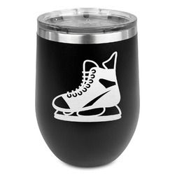Hockey Stemless Stainless Steel Wine Tumbler - Black - Double Sided (Personalized)