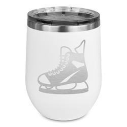 Hockey Stemless Stainless Steel Wine Tumbler - White - Double Sided (Personalized)