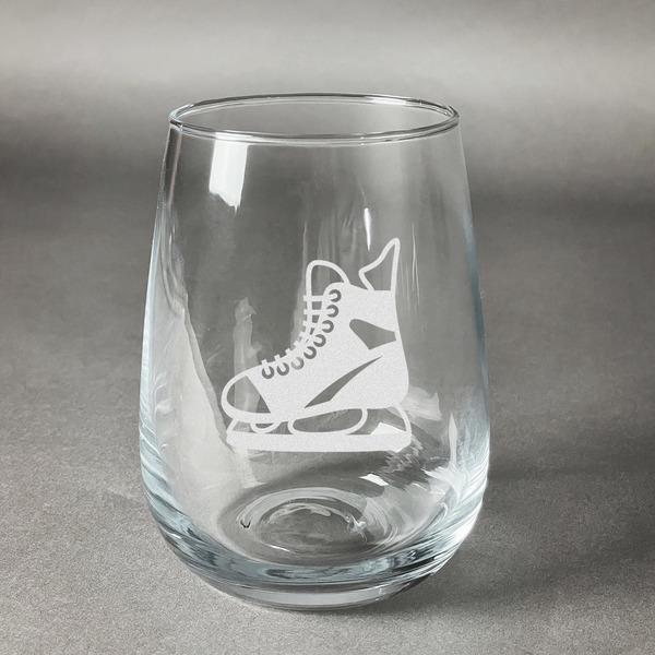 Custom Hockey Stemless Wine Glass - Engraved