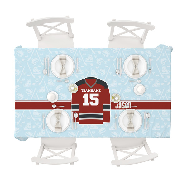 Hockey Tablecloths (58"x102") - TOP VIEW (with plates)