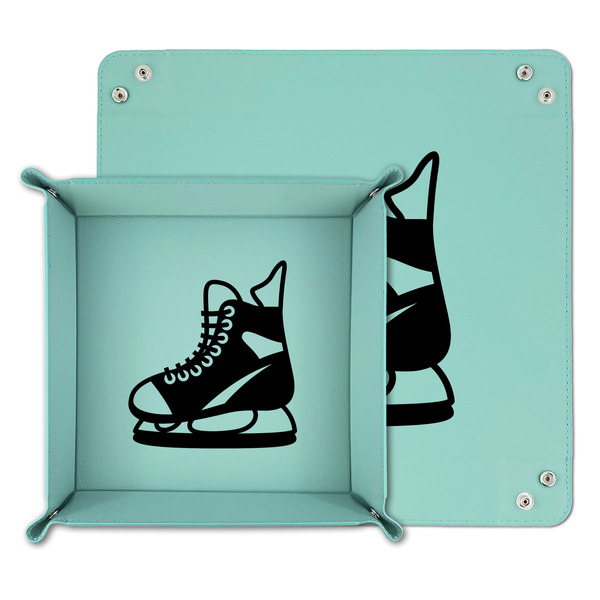 Hockey Teal Faux Leather Valet Trays - PARENT MAIN