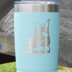 Hockey 20 oz Stainless Steel Tumbler - Teal - Double Sided (Personalized)