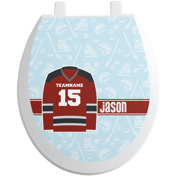Custom Hockey Toilet Seat Decal - Round (Personalized)