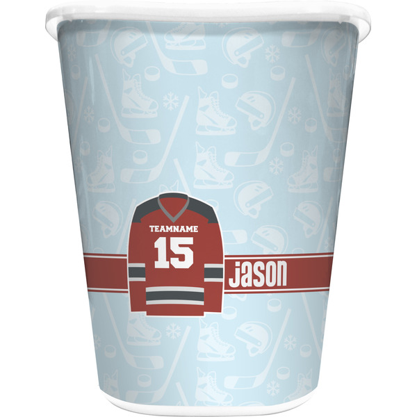 Custom Hockey Waste Basket - Double Sided (White) (Personalized)