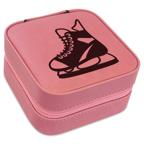 Custom Hockey Travel Jewelry Boxes - Pink Leather