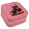 Hockey Travel Jewelry Boxes - Leather - Pink - Angled View
