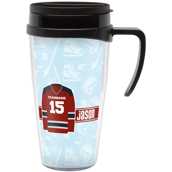 Custom Hockey Acrylic Travel Mug with Handle (Personalized)