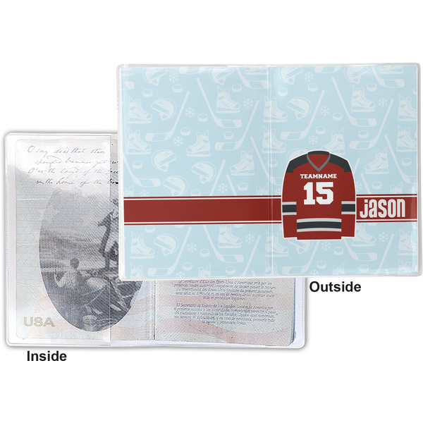 Hockey Vinyl Passport Holder - Flat Front and Back