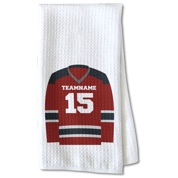 Custom Hockey Kitchen Towel - Waffle Weave - Partial Print (Personalized)