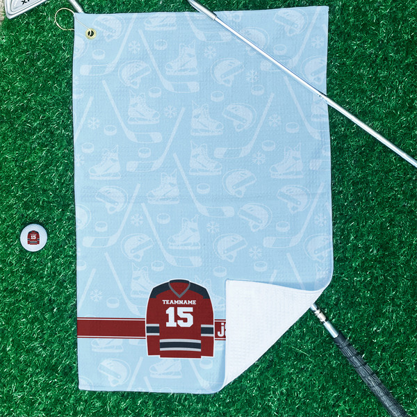 Hockey Waffle Weave Golf Towel - In Context