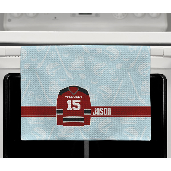 Hockey Waffle Weave Towel - Full Color Print - Lifestyle2 Image