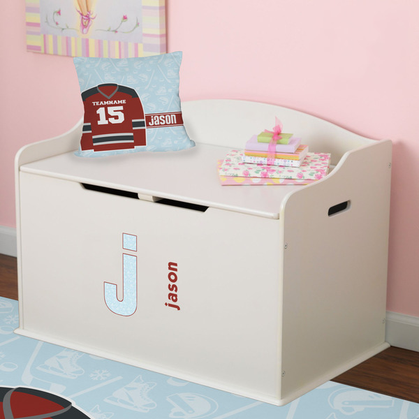 Hockey Wall Name & Initial Small on Toy Chest