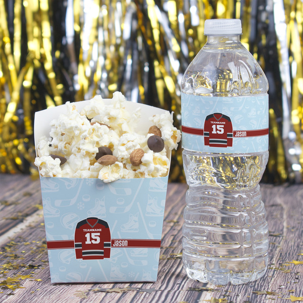 Hockey Water Bottle Label - w/ Favor Box