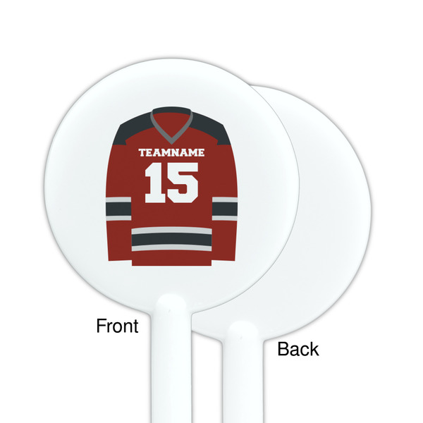 Hockey White Plastic 5.5" Stir Stick - Single Sided - Round - Front & Back