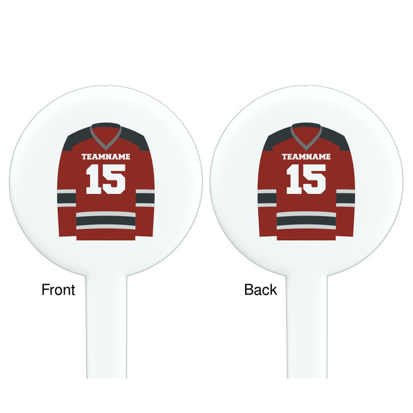 Hockey White Plastic 7" Stir Stick - Double Sided - Round - Front & Back