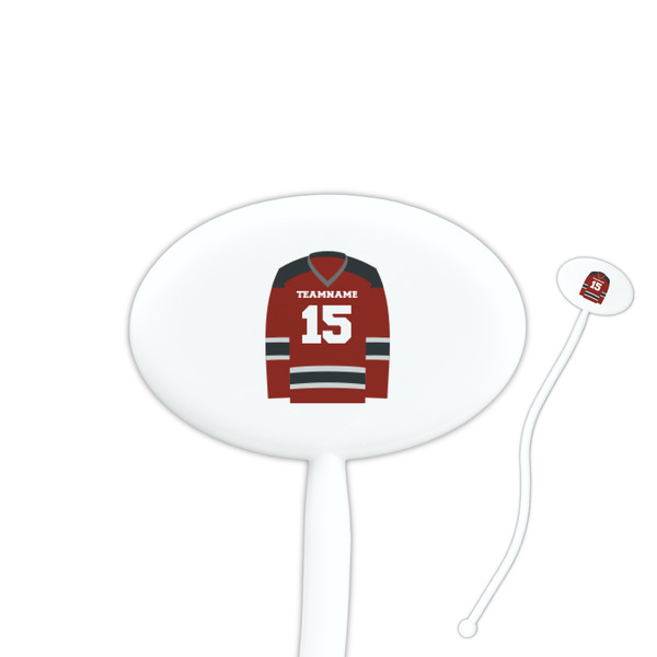 Custom Hockey 7" Oval Plastic Stir Sticks - White - Double Sided (Personalized)