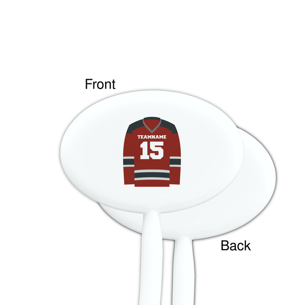 Hockey White Plastic 7" Stir Stick - Single Sided - Oval - Front & Back