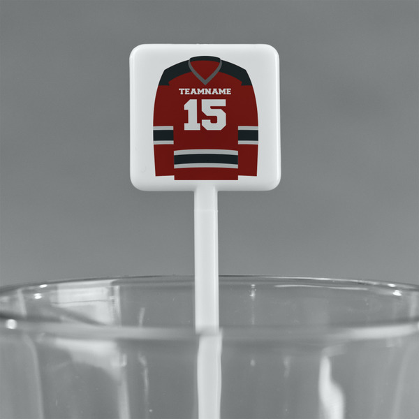 Hockey White Plastic Stir Stick - Square - Main