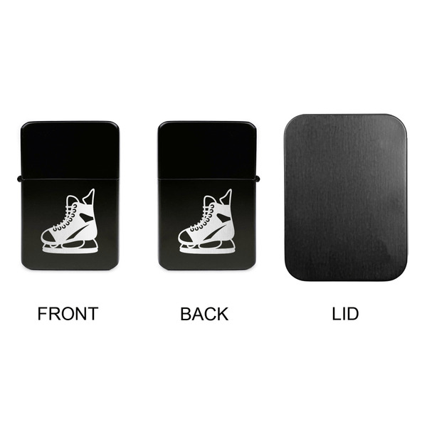 Hockey Windproof Lighters - Black, Double Sided, no Lid - APPROVAL