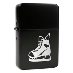 Hockey Windproof Lighter - Black - Single Sided & Lid Engraved
