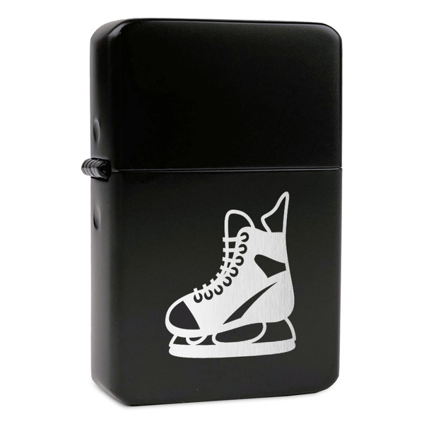 Custom Hockey Windproof Lighter - Black - Single Sided
