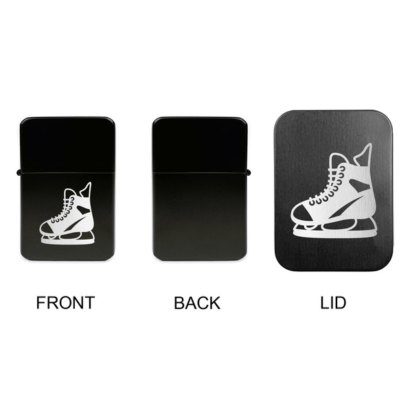 Hockey Windproof Lighters - Black, Single Sided, w Lid - APPROVAL