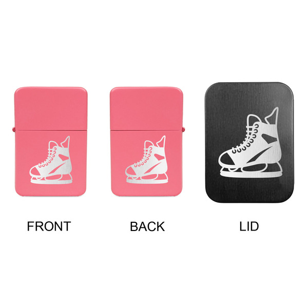Hockey Windproof Lighters - Pink, Double Sided, w Lid - APPROVAL