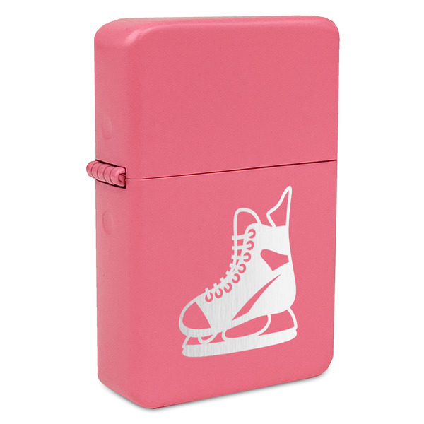 Custom Hockey Windproof Lighter - Pink - Double Sided & Lid Engraved