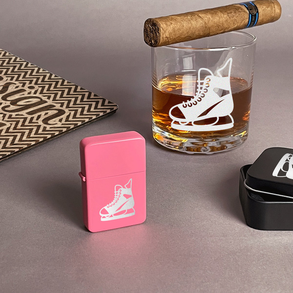 Hockey Windproof Lighters - Pink - In Context