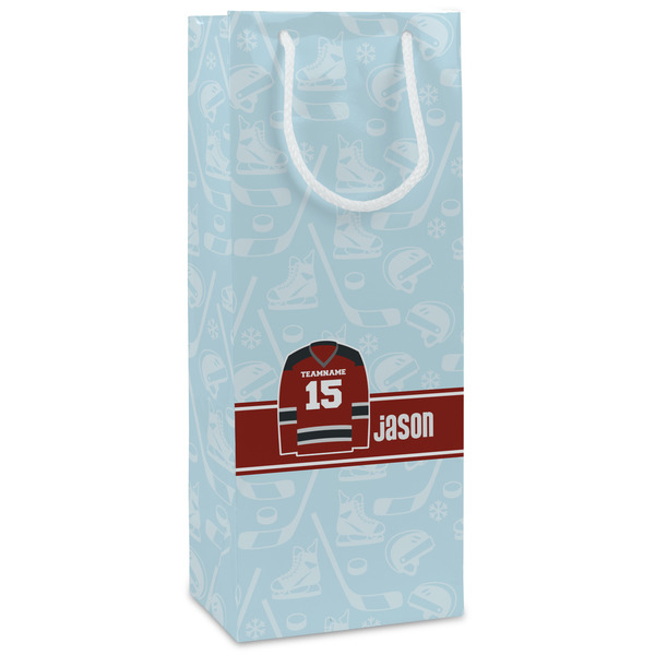 Custom Hockey Wine Gift Bags - Gloss (Personalized)