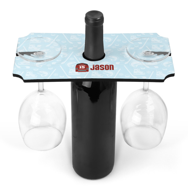 Custom Hockey Wine Bottle & Glass Holder (Personalized)