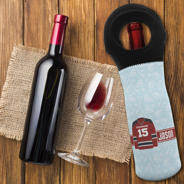 Hockey Wine Tote Bag - FLATLAY