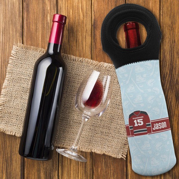 Hockey Wine Tote Bag - FLATLAY