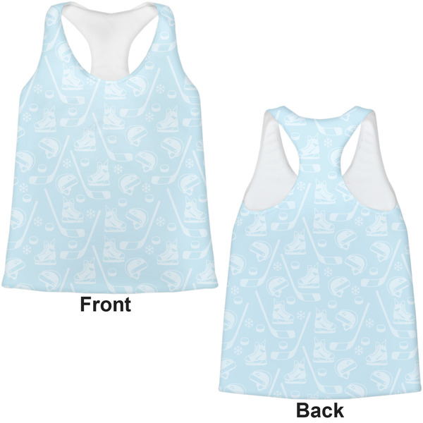 Hockey Womens Racerback Tank Tops - Medium - Front and Back