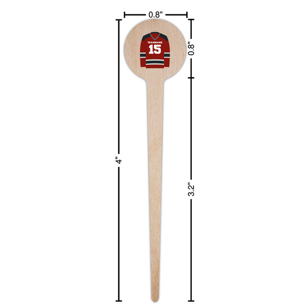 Hockey Wooden 4" Food Pick - Round - Dimensions