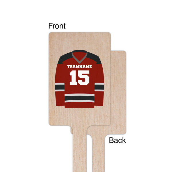 Hockey Wooden 6.25" Stir Stick - Rectangular - Single - Front & Back