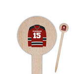 Hockey 6" Round Wooden Food Picks - Single Sided (Personalized)