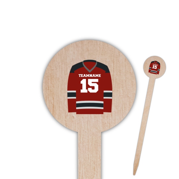 Custom Hockey 6" Round Wooden Food Picks - Single Sided (Personalized)