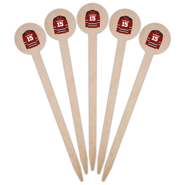 Hockey Wooden 6" Food Pick - Round - Fan View