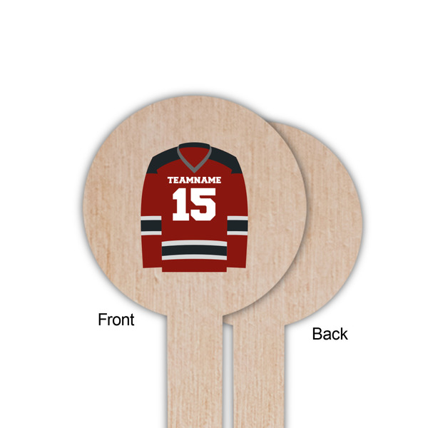 Hockey Wooden 6" Food Pick - Round - Single Sided - Front & Back