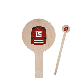 Hockey 6" Round Wooden Stir Sticks - Single Sided (Personalized)