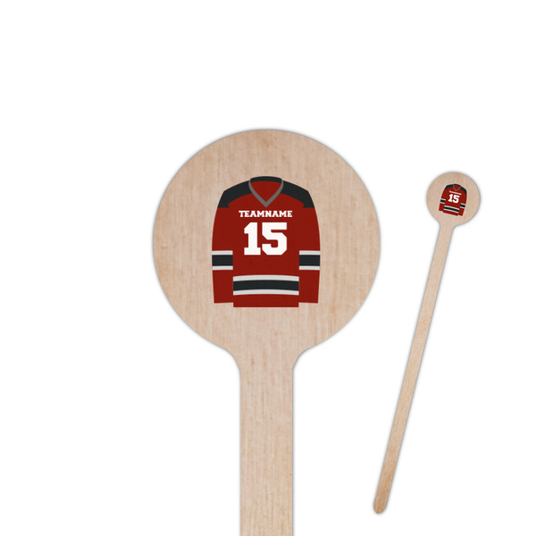 Custom Hockey 7.5" Round Wooden Stir Sticks - Double Sided (Personalized)